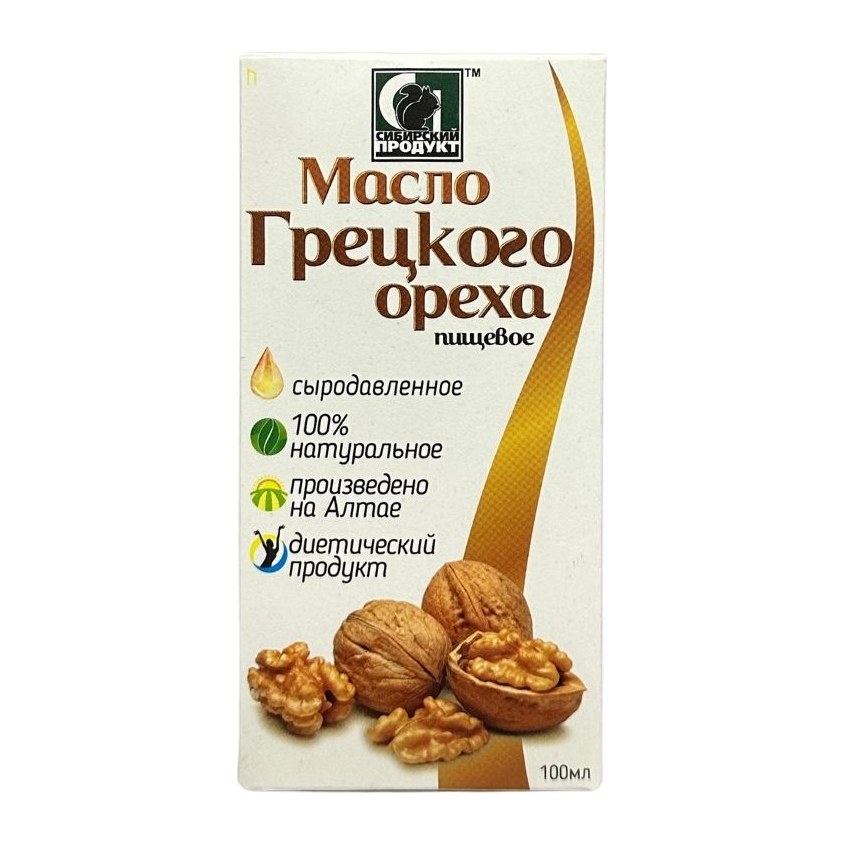 Масло нерафинированное пищевое грецкого ореха Сибирское 100 мл