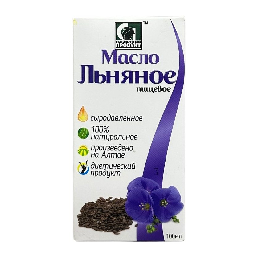 Масло нерафинированное пищевое Сибирское Льняное 100 мл