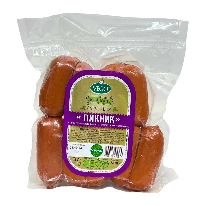 Продукт растительный Сардельки Пикник 500 гр