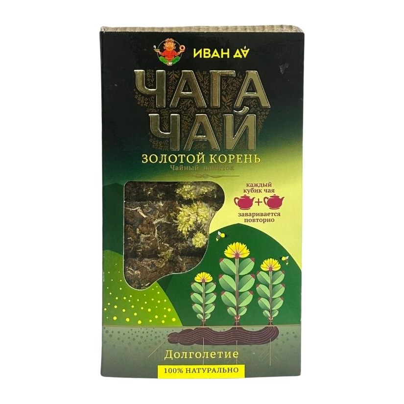 Чайный напиток Чага-чай с золотым корнем 96 гр 12 шт