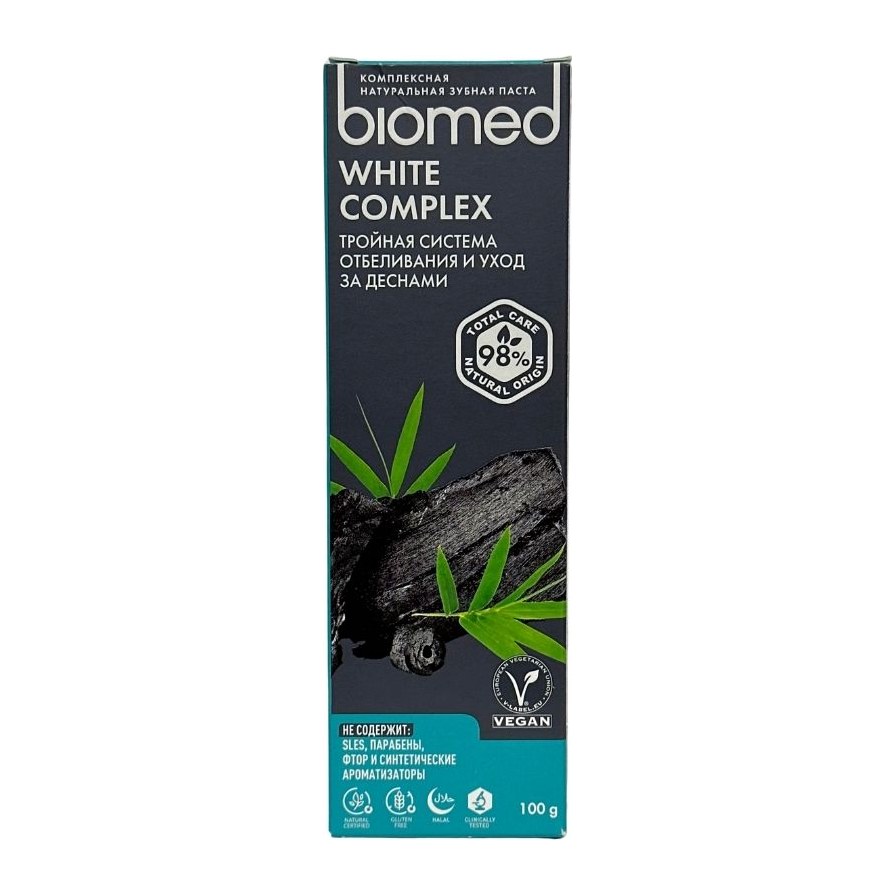 Biomed White complex/Вайт комплекс супервайт зубная паста (отбеливание с углем) 100гр