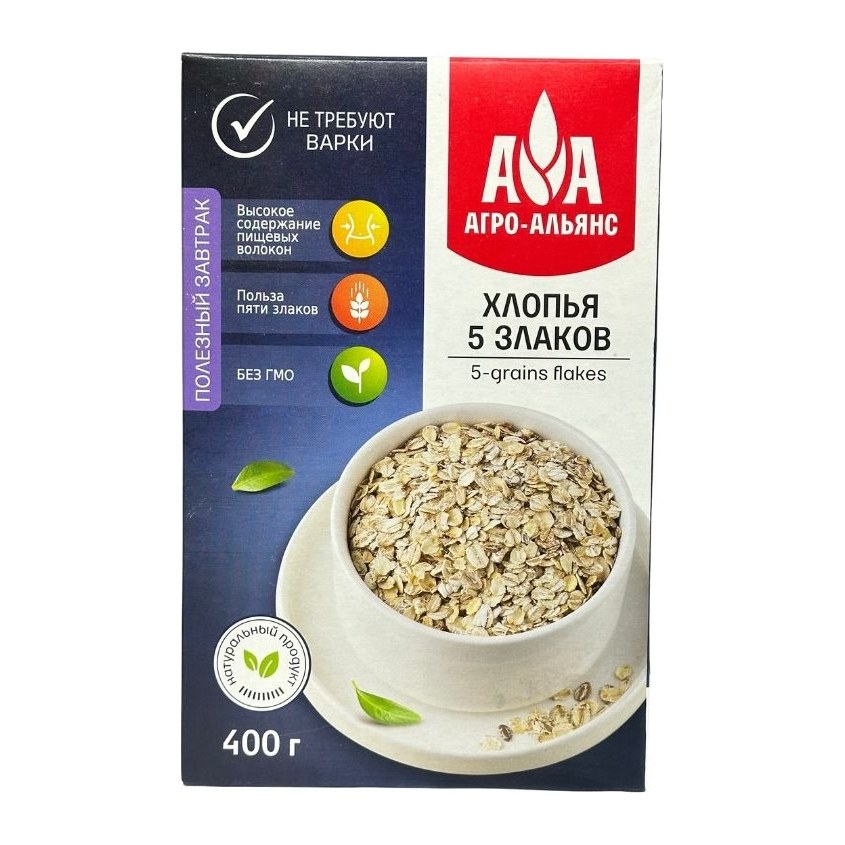 Хлопья 5 злаков 0,4 кг 12 шт