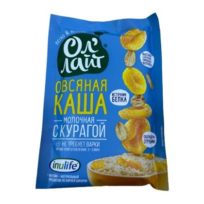 Ол Лайт Овсяная молочная каша быстрого пригот с курагой 40гр