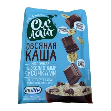 Ол Лайт Овсяная молочная каша быстрого пригот с шоколадными кусочками 40гр