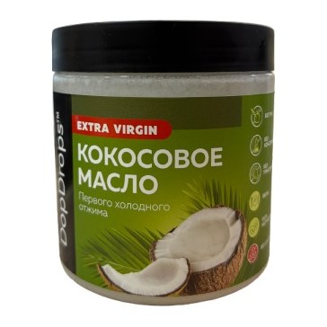 DopDrops нерафинированное кокосовое масло первого холодного отжима Экстра вирджин 500 мл.