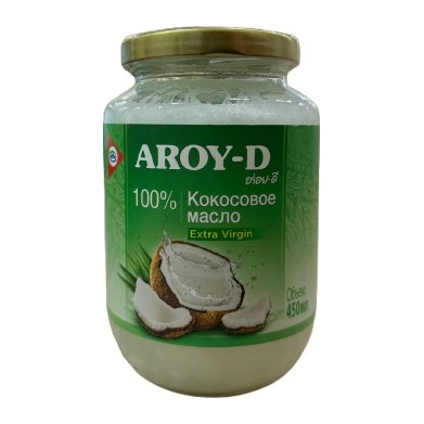 Aroy-D Нерафинированное Кокосовое масло холодного отжима 450мл 12шт