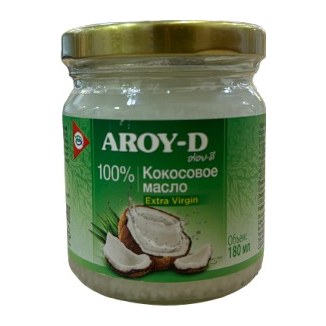 Aroy-D Нерафинированное Кокосовое масло холодного отжима 180мл 12шт