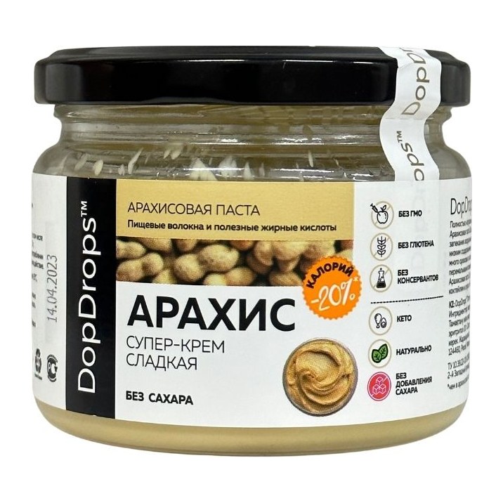 DopDrops паста Арахисовая Сладкая супер-крем 250 г.