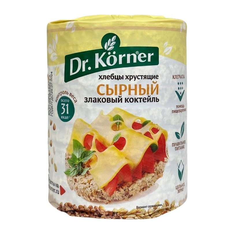 Dr Korner Хлебцы хрустящие Сырный злаковый коктейль 100гр