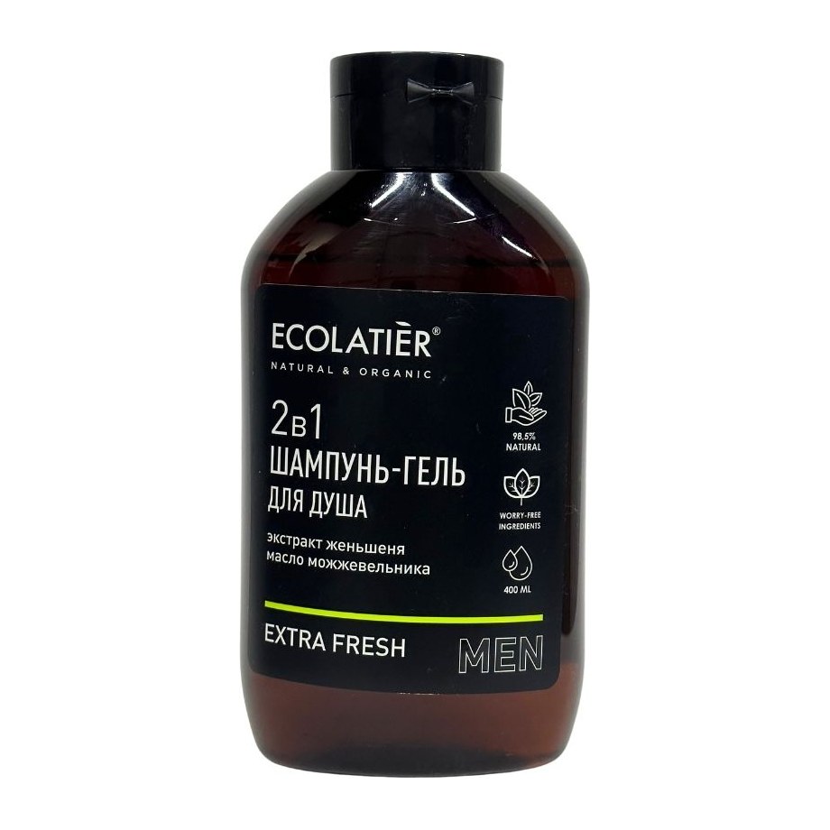 ECOLATIER Мужской шампунь и гель для душа 2в1 Extra fresh 400мл 10шт