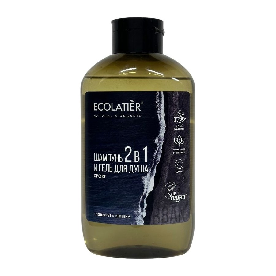 ECOLATIER Мужской шампунь и гель для душа 2в1 Sport 400мл 10шт