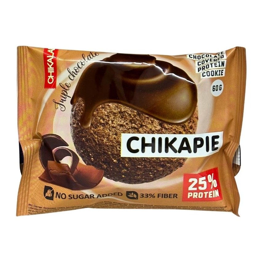 Chikalab Печенье глазированное с начинкой Тройной шоколад 60гр 9шт
