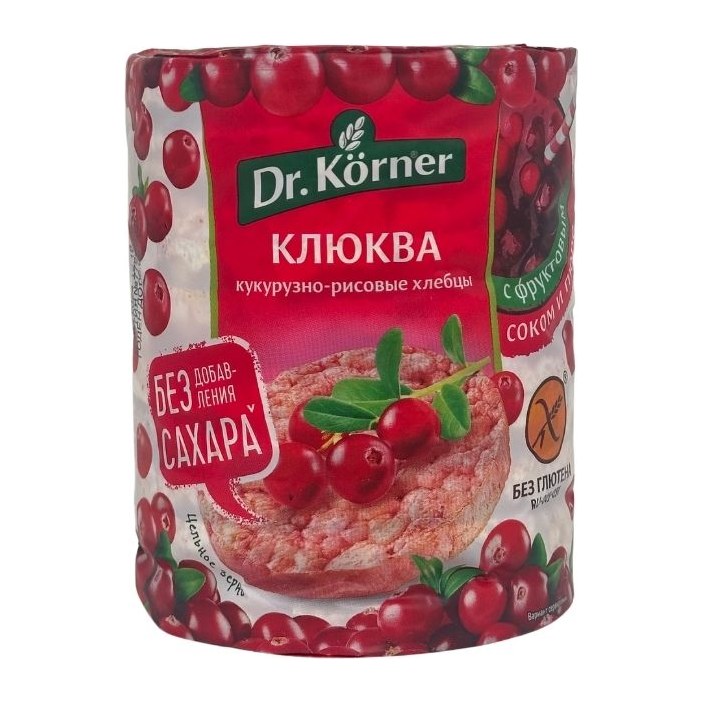 Dr Korner Хлебцы хрустящие Кукурузно-рисовые с клюквой 90гр
