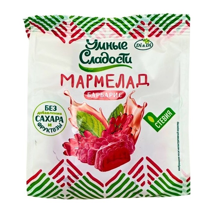 Мармелад Умные сладости желейно-формовой со стевией со вкусом барбариса 150гр 15 шт