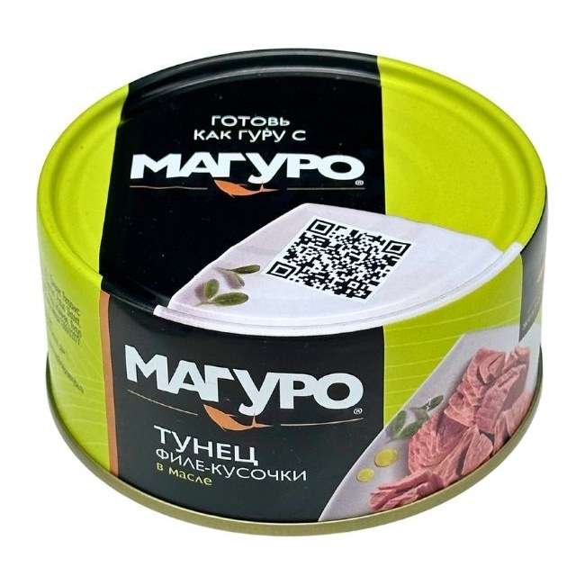 Тунец Магуро желтоперый филе-кусочки в масле Китай 170 гр 24 шт