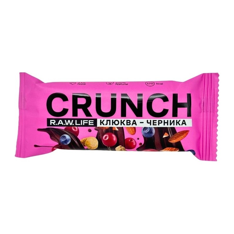 Рау лайф Ореховый батончик CRUNCH Choco Клюква-черника
