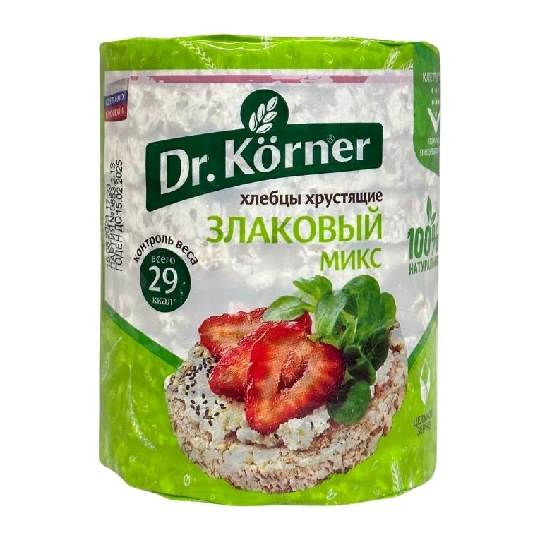 Dr Korner Хлебцы хрустящие злаковый микс без соли 100гр