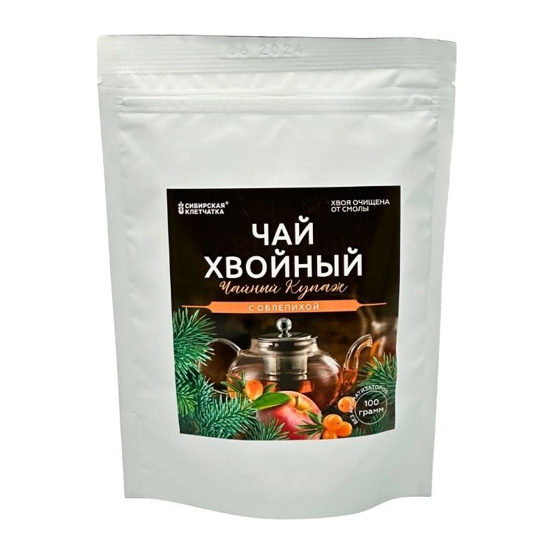 Сибирская клетчатка Хвойный чай с облепихой чайный купаж 100гр 12шт