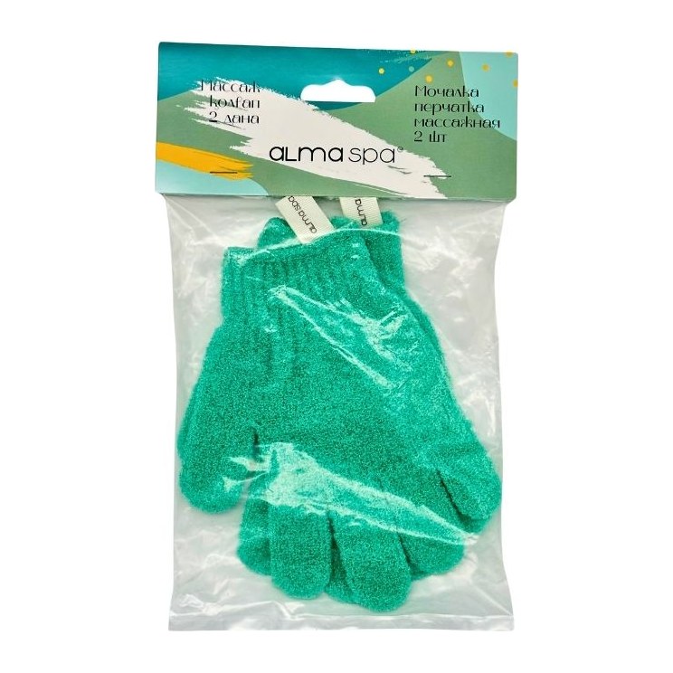 Alma spa Мочалка-перчатка массажная 2шт (изумрудная)