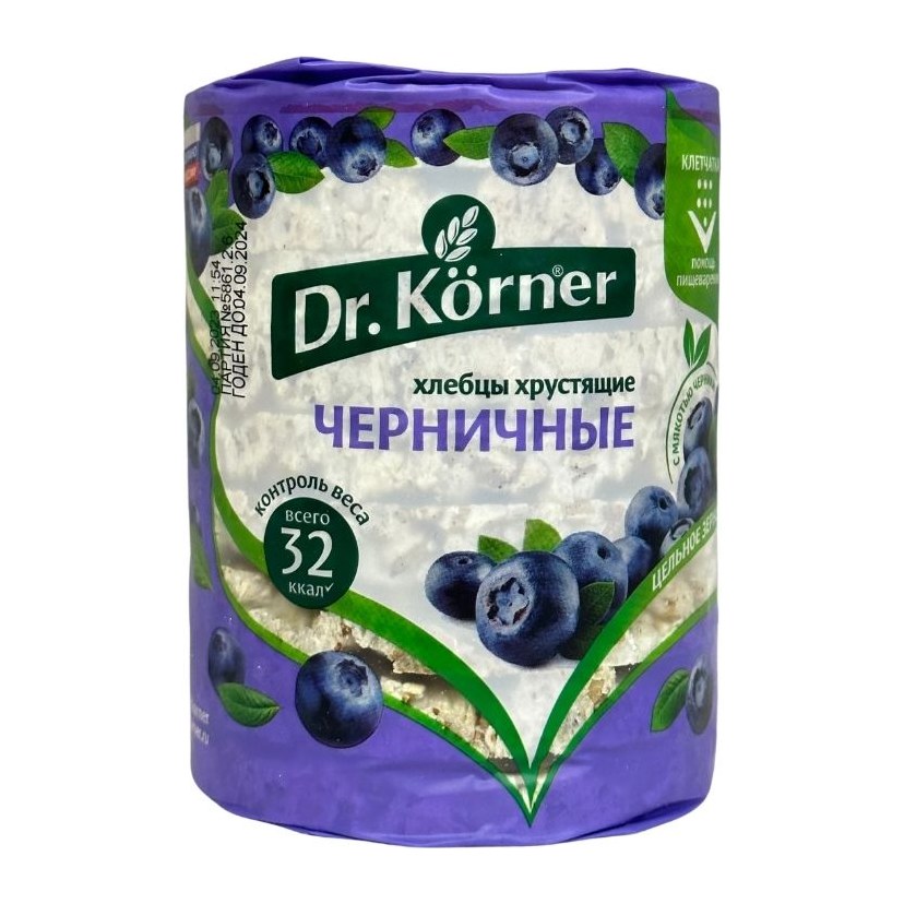 Dr Korner Хлебцы хрустящие злаковый коктейль Черничный 100гр