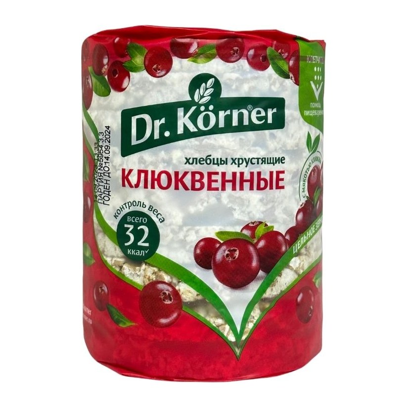 Dr Korner Хлебцы хрустящие злаковый коктейль Клюквенный 100гр