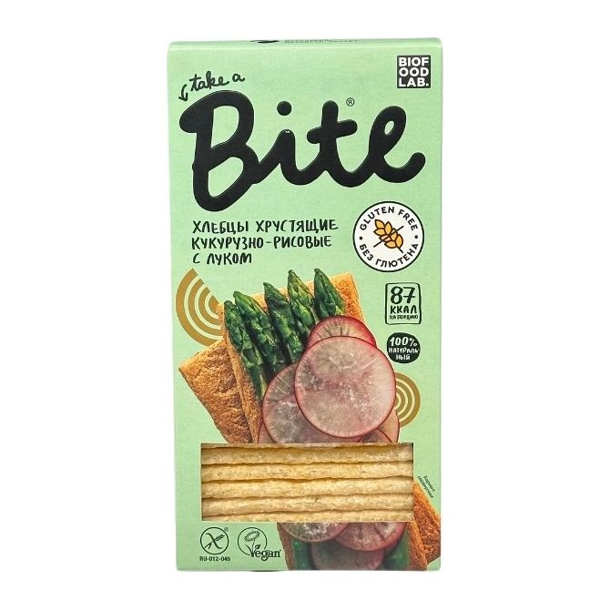 Bite Хлебцы хрустящие кукурузно-рисовые с луком 150гр 8шт
