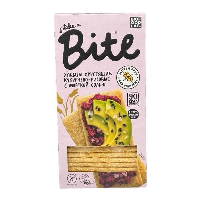 Bite Хлебцы хрустящие кукурузно-рисовые с морской солью 150гр 8шт