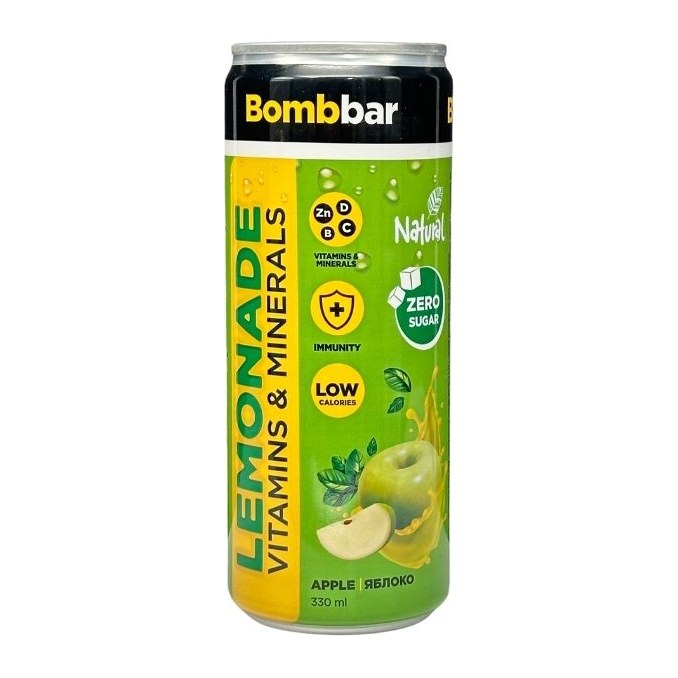 Bombbar Напиток безалкогольный газированный Лимонад со вкусом яблока 330мл