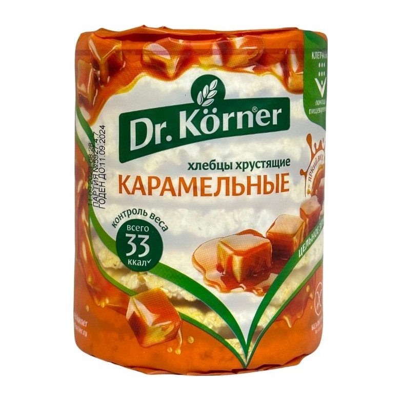 Dr Korner Хлебцы хрустящие кукурузно-рисовые Карамельные 100гр
