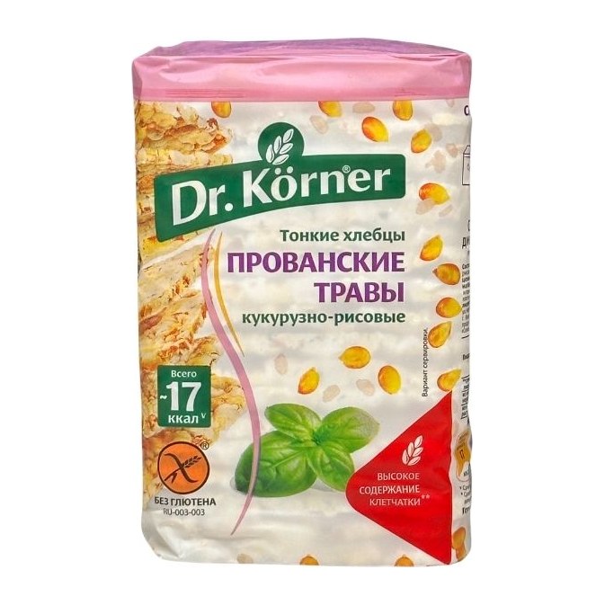 Dr Korner Хлебцы хрустящие Кукурузно рисовые с прованскими травами 100гр