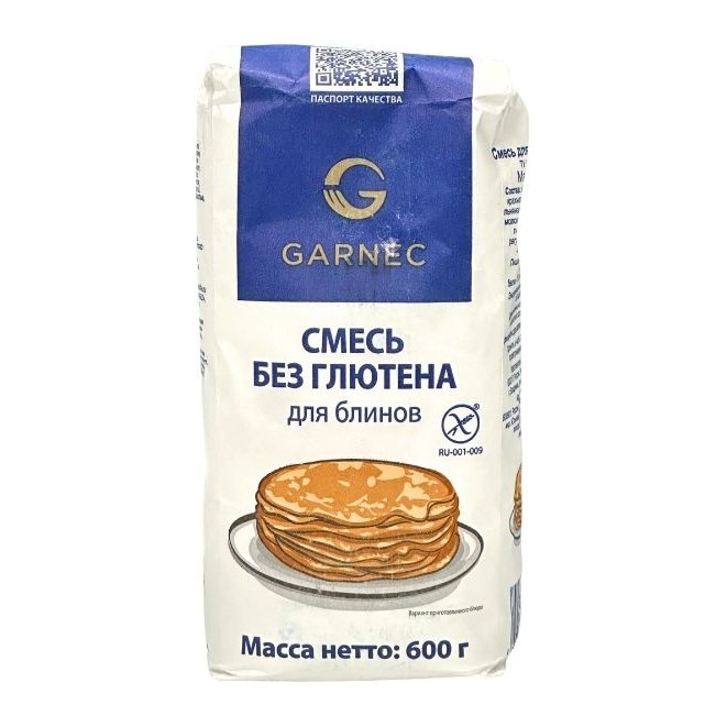 Гарнец Смесь без глютена для блинов 600 гр 6шт