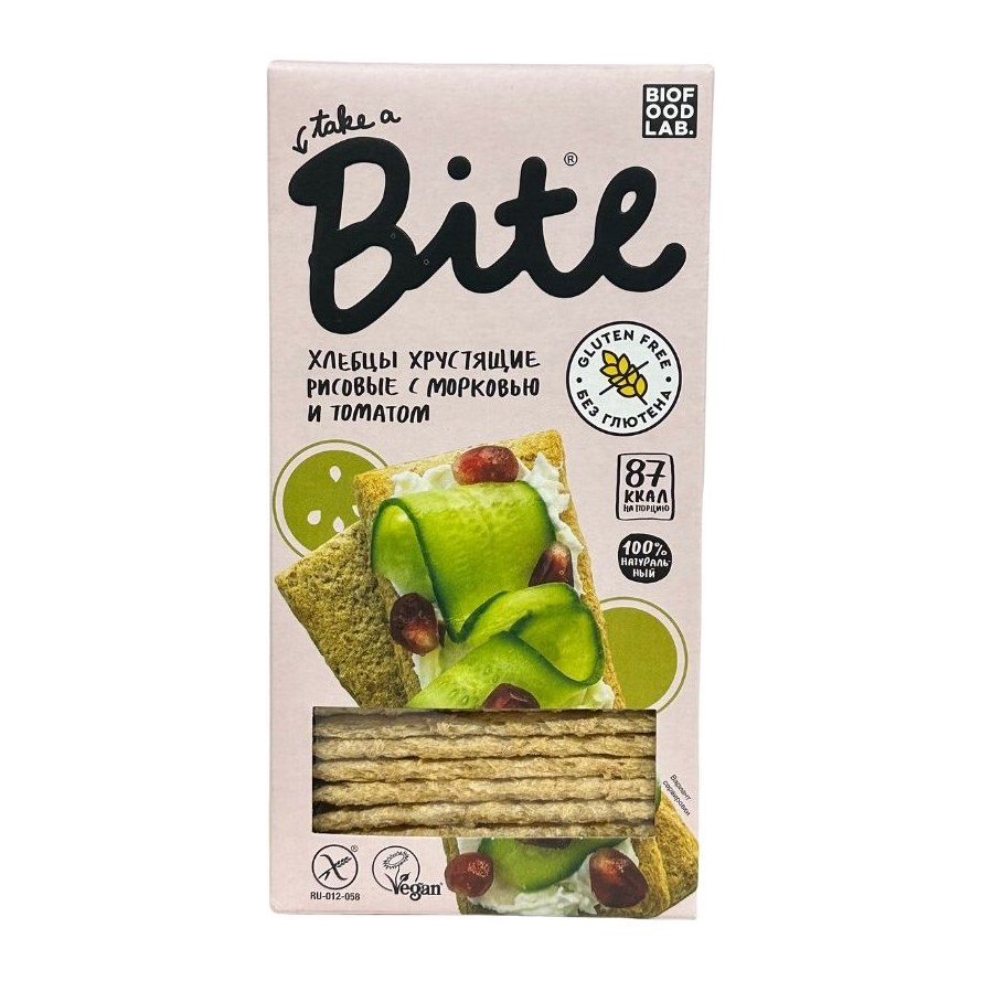 Bite Хлебцы хрустящие рисовые с морковью и томатом 150гр