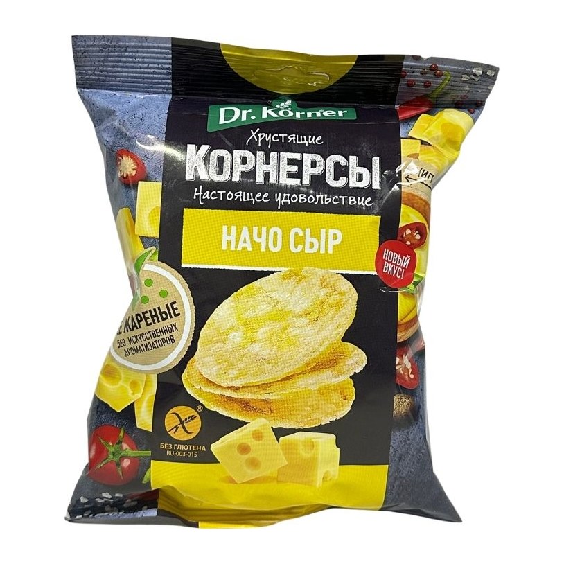 Dr Korner Чипсы цельнозерновые кукуруз-рисовые.Начо сыр 50гр 14шт