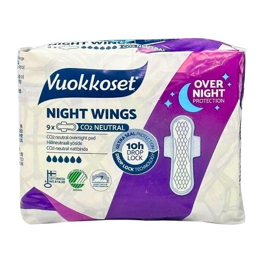 20% Vuokkoset 9 Night wings Прокладки ночные с крылышками 12шт