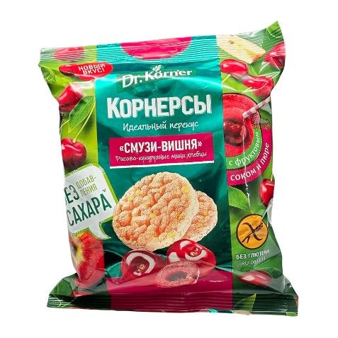 Dr Korner Хлебцы хрустящие Рисово-кукурузные мини хлебцы Смузи-Вишня 40гр 14шт