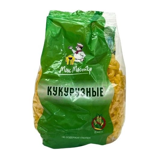 Мак Мастер Кукурузные макароны Рифленая трубочка и рожок 300гр