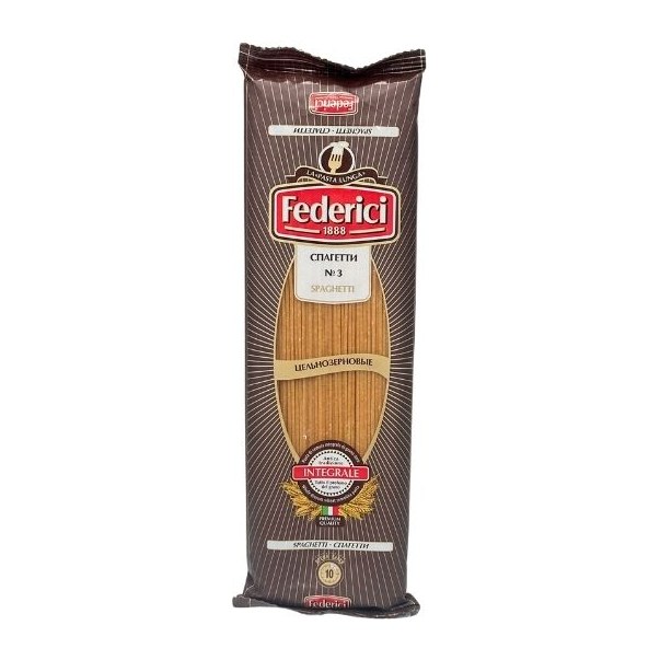 Federici Spaghetti Intergrail Изделия макаронные цельнозерновые Спагетти 400 гр 30 шт.