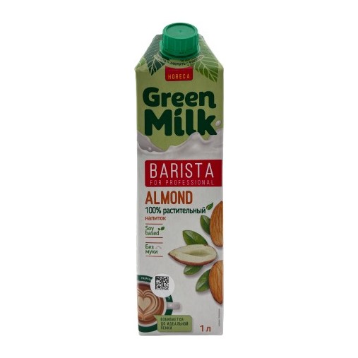20% Green milk Напиток миндальный на соевой основе Barista 1 л 12 шт