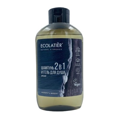 ECOLATIER URBAN Мужской гель для душа и шампунь 2в1 грейпфрут и вербена 600мл 8шт
