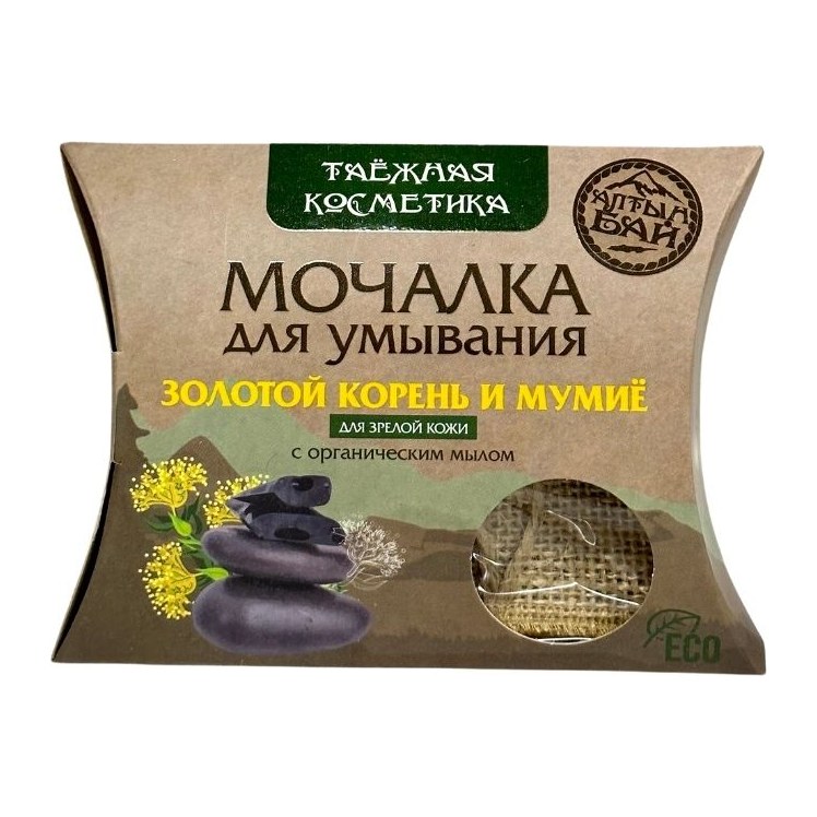 Алтын бай Мочалка для умывания Золотым корнем и мумие 60гр