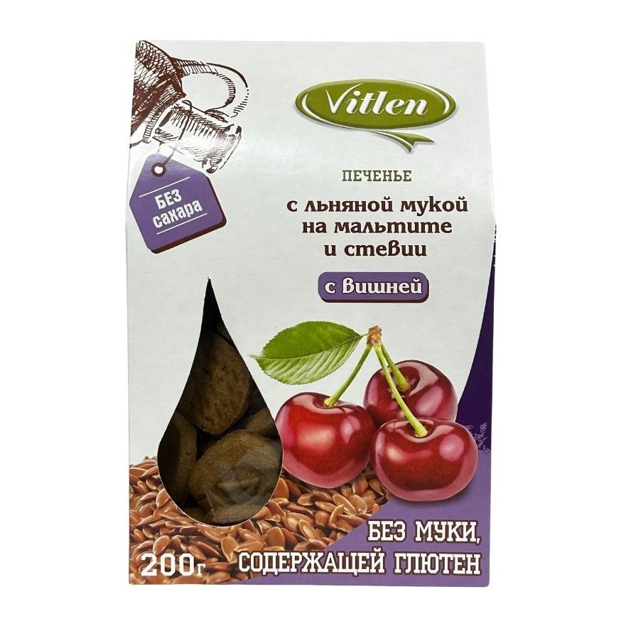 Vitlen Печенье с льнянной мукой на мальтите 200гр