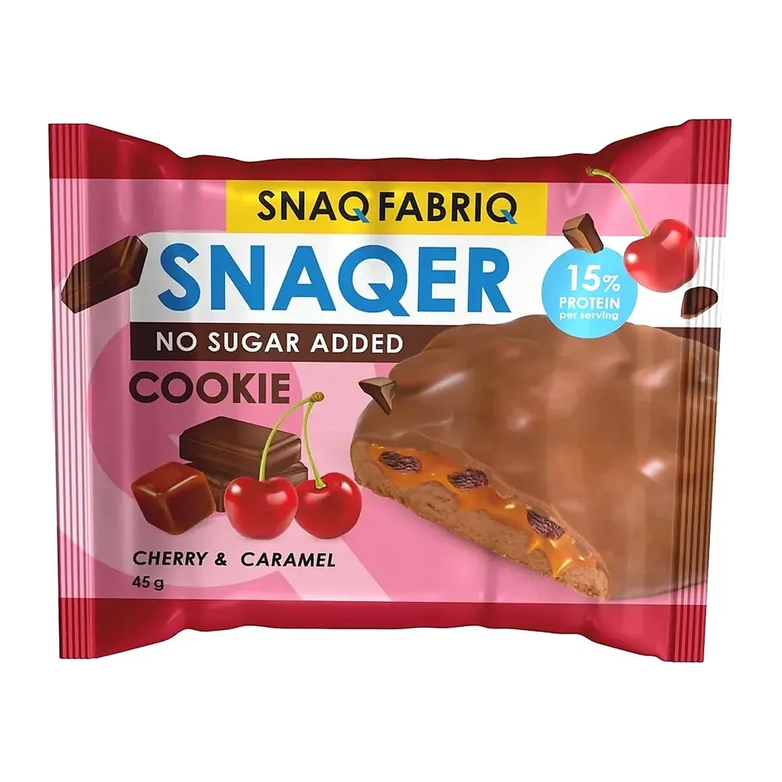 SNAQ FABRIQ Печенье глазированное шоколадное Вишня и карамель 45гр 10шт