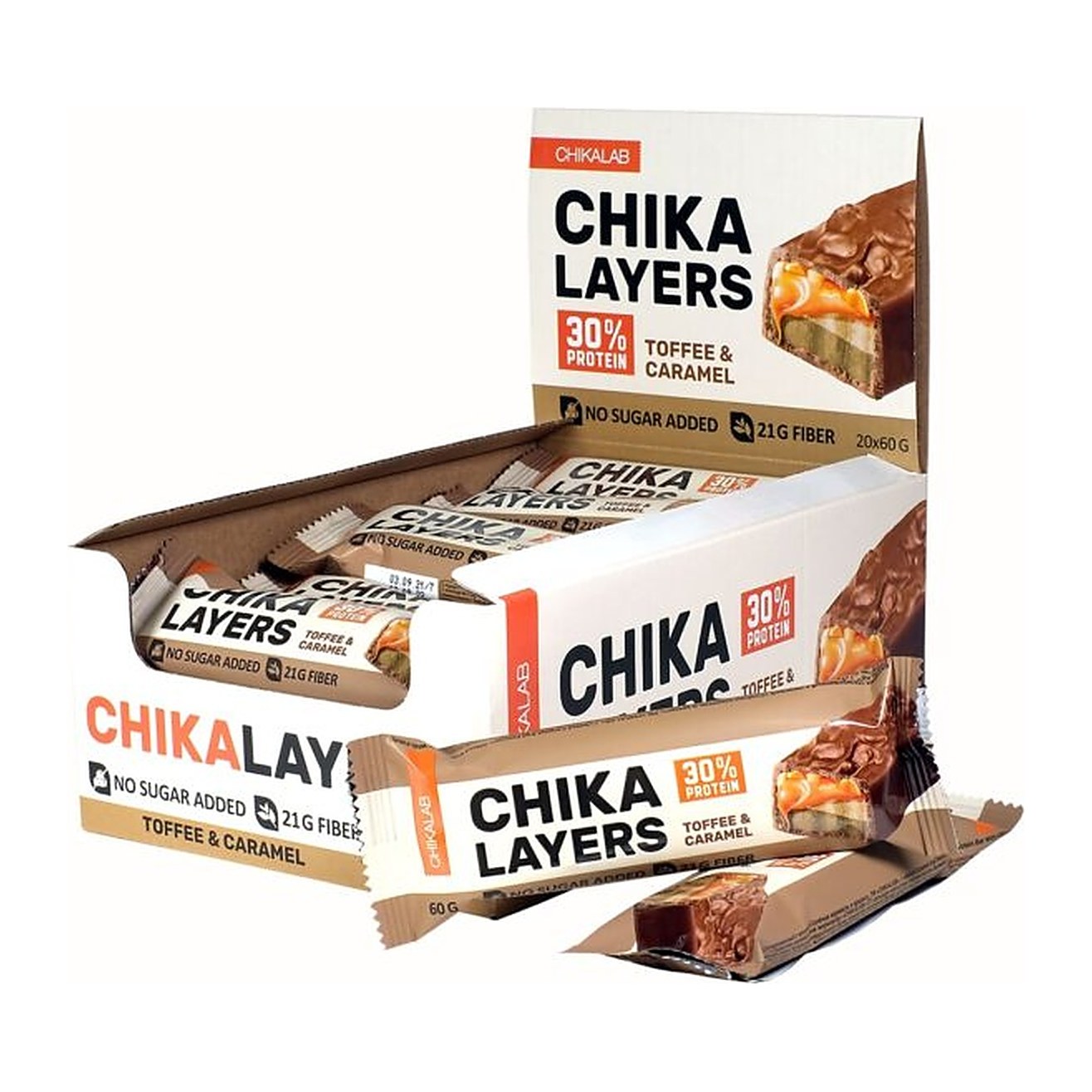 Chikalab Layers Батончик глазированный Соленая карамель и Арахис 45гр 15шт