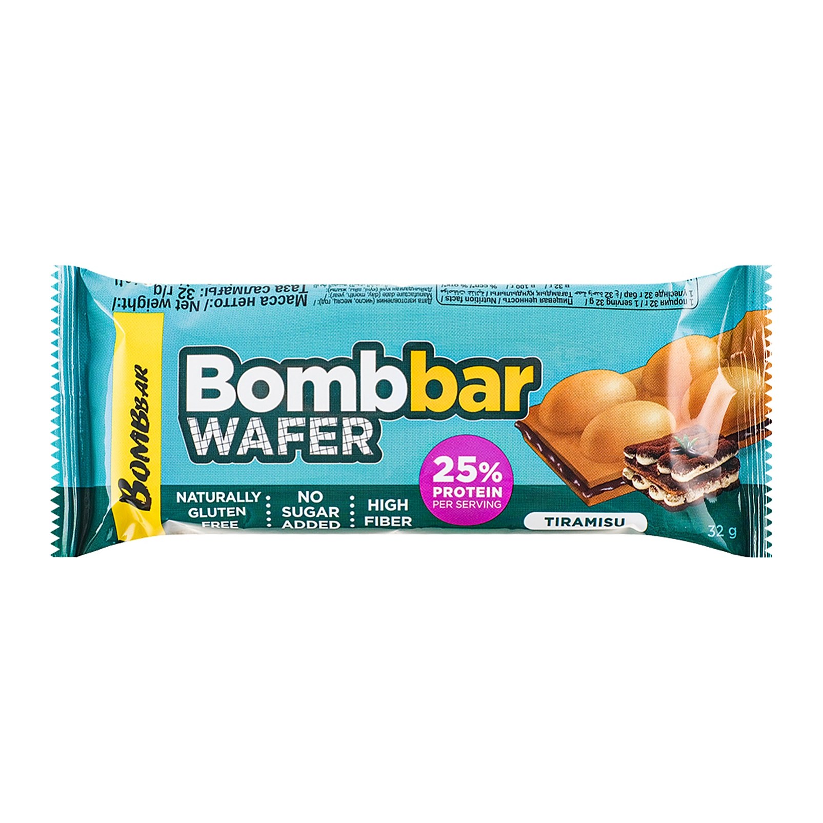 BOMBBAR Батончик вафельный с шоколадно-ореховой пастой со вкусом Тирамису 32 гр 20 шт