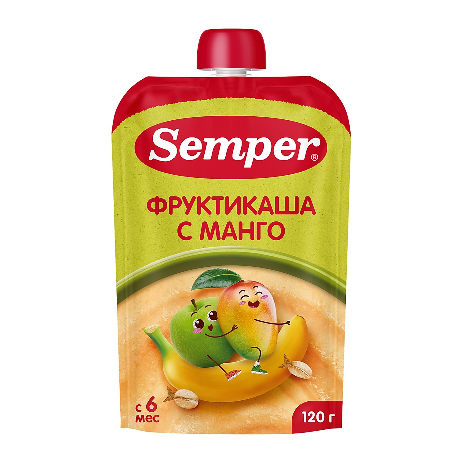 Semper фруктовое пюре со злаками Мультифруктовое пюре с кашей 120гр 12шт