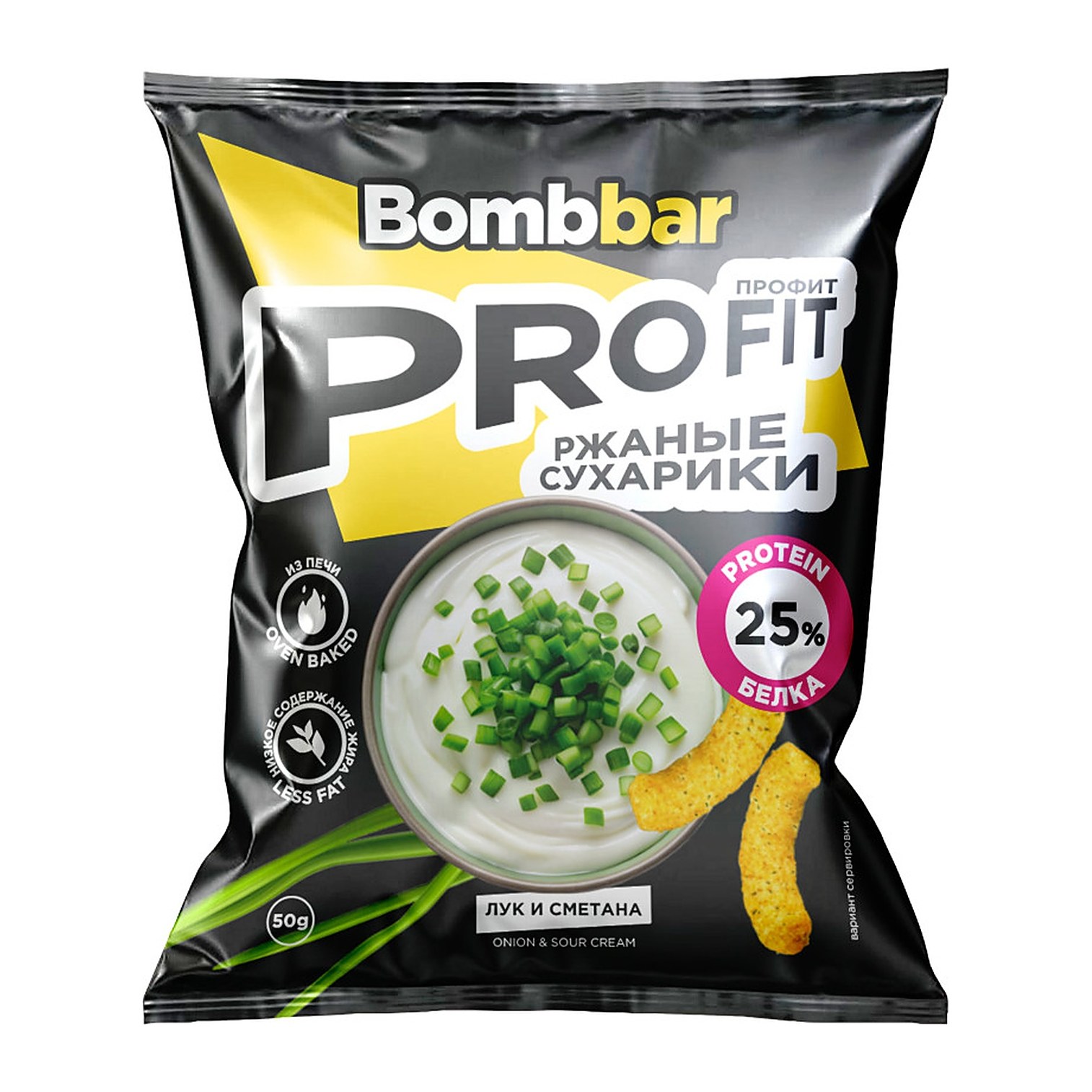 Bombbar протеиновые сухарики со вкусом Сметана зеленый лук 50 гр 16 шт