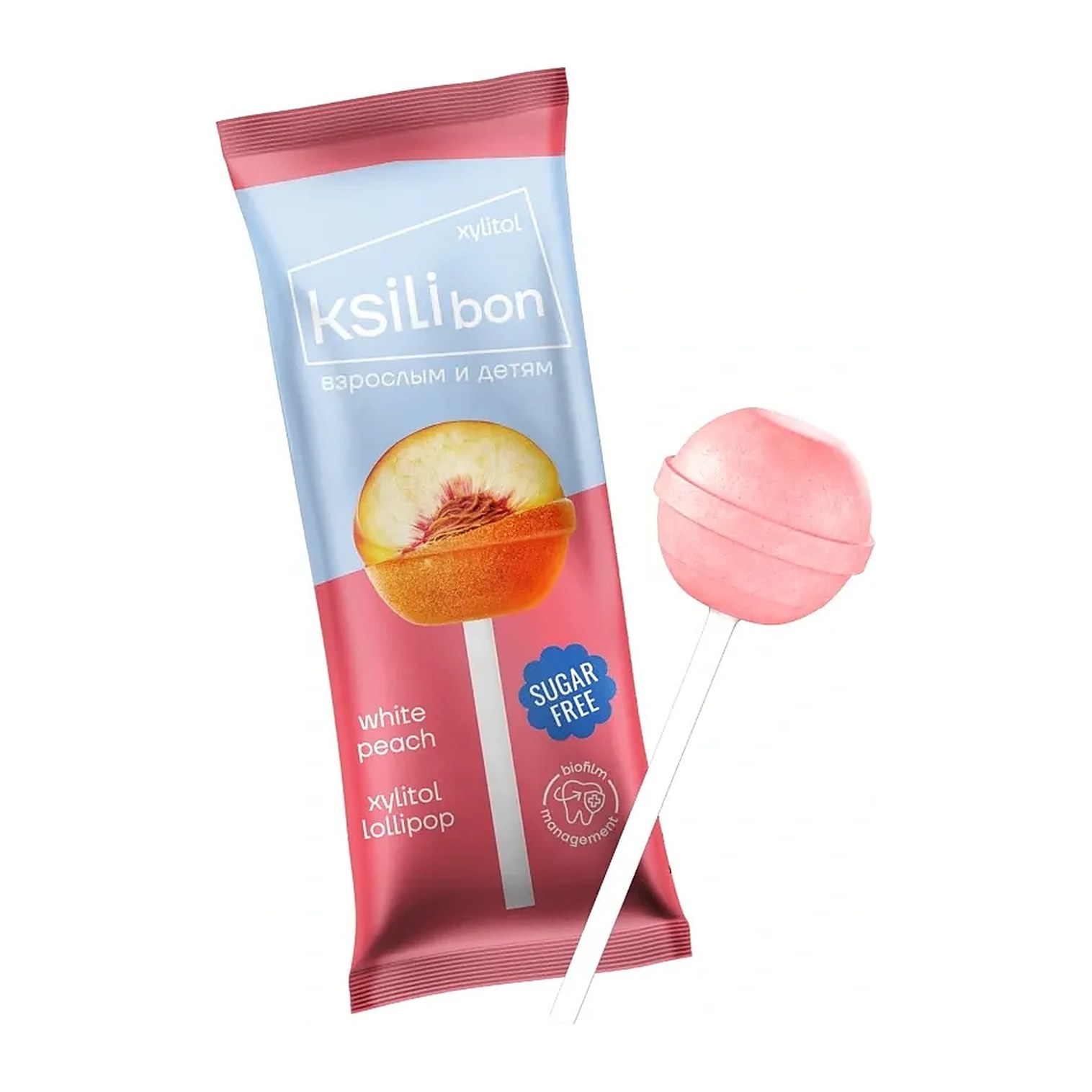 Ksilibon Lollipop Леденцы на палочке Белый персик 50шт