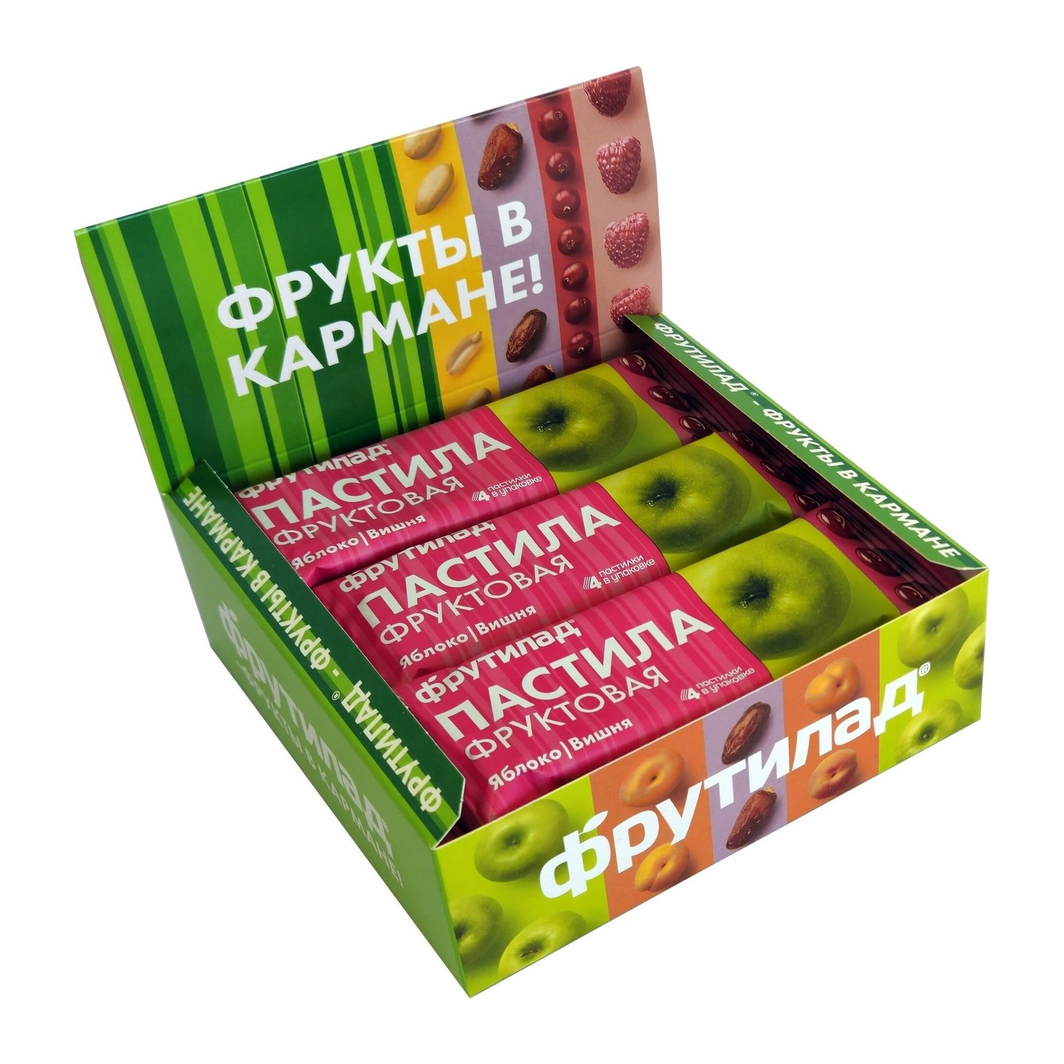 Фруктовая пастила яблочная с вишней 30 гр 12 шт