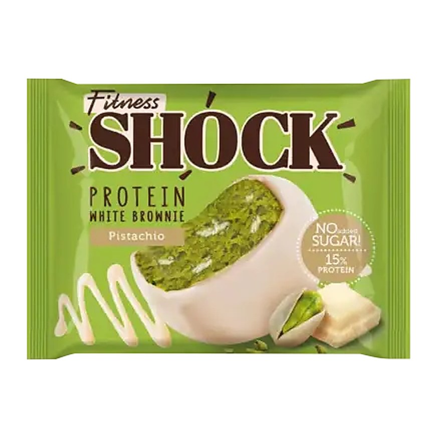 FitnesShock Изделие кондитерское глазированное Брауни белый шоколад и фисташка 50гр 10шт