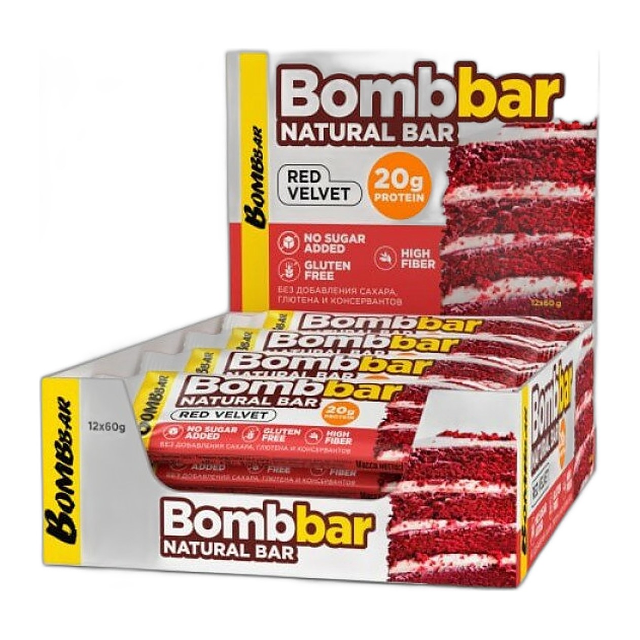 BOMBBAR Батончик неглазированный со вкусом Красный бархат 60гр 20шт